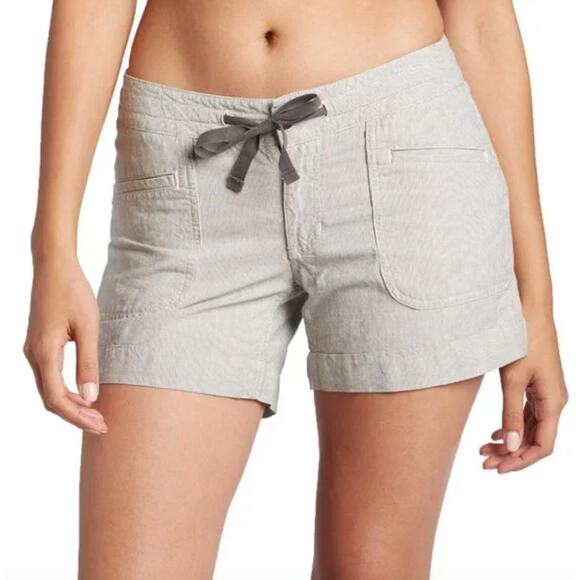 North Face Wander Free Linen Blend Shorts Dune Beige Stripe SZ 6 - Picture 9 of 9